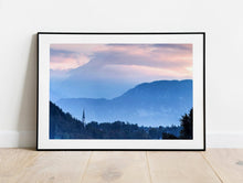 Load image into Gallery viewer, Lake Bled Mountain Photography | Church of St Martina, Alpine wall art - Home Decor Gifts