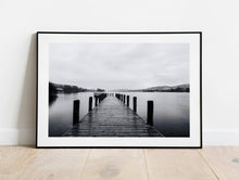 Load image into Gallery viewer, A Black and White Print | Coniston Water Jetty, Lake district wall art, Cumbria Home Decor