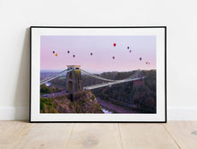 Load image into Gallery viewer, Bristol Balloon Festival Wall Art | Clifton Suspension Bridge Prints - Architecture Photography Christmas Photo Gifts Pictures