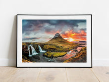Load image into Gallery viewer, Panoramic Kirkjufell Print | Scandinavian art of Kirkjufellsfoss, Mountain Photography