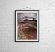 Load image into Gallery viewer, Nordic Fine art Photos | The Dragon Eye rock pool at Uttakleiv Beach wall art - Home Decor Gifts