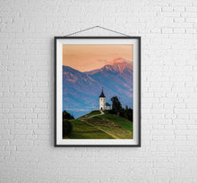 Load image into Gallery viewer, Mountain Photography of St Primoz | Jamnik Church art for Sale, Home Decor Gifts