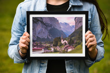 Load image into Gallery viewer, Lauterbrunnen Valley, Switzerland | Church & Alpine Mountain Photography Print