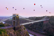 Load image into Gallery viewer, Bristol Balloon Festival Wall Art | Clifton Suspension Bridge Prints - Architecture Photography Christmas Photo Gifts Pictures