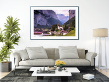 Load image into Gallery viewer, Lauterbrunnen Valley, Switzerland | Church & Alpine Mountain Photography Print