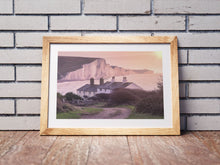 Load image into Gallery viewer, Seven Sisters Cliffs & Coastguard Cottages East Sussex Seascape Photography Print
