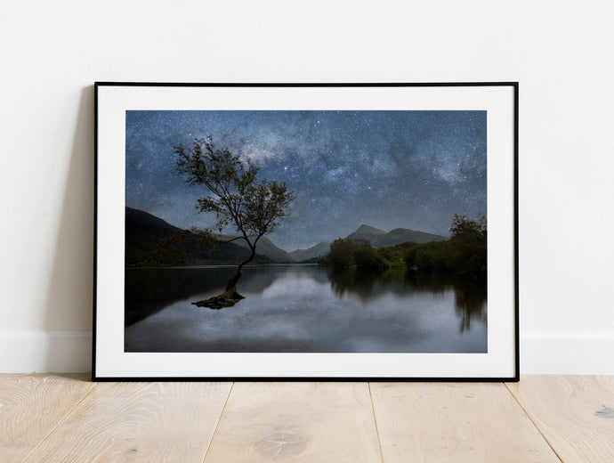 Lone Tree Milkyway Prints | Llanberis Llyn Padarn wall art, Mountain Photography - Relight Home Decor - Sebastien Coell Photography