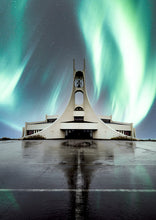 Load image into Gallery viewer, Stykkishólmskirkja Church Wall Art | Icelandic Northern Lights Prints Westfjords - Relight Home Decor