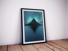 Load image into Gallery viewer, Aurora Borealis wall art of Kirkjufell Mountain | Fine Art Polar Lights Photography - Relight Home Decor Gifts - Sebastien Coell Photography