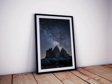 Load image into Gallery viewer, Tre Cime Di Lavaredo Mountain Photography | Astrophotography Space Photography For Sale, Northern Italy Home Decor