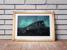 Load image into Gallery viewer, Iceland Northern Light Print | Sólheimasandur Beach US Navy Plane Crash Aurora Borealis - Relight Home Decor - Sebastien Coell Photography