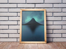 Load image into Gallery viewer, Aurora Borealis wall art of Kirkjufell Mountain | Fine Art Polar Lights Photography - Relight Home Decor Gifts - Sebastien Coell Photography