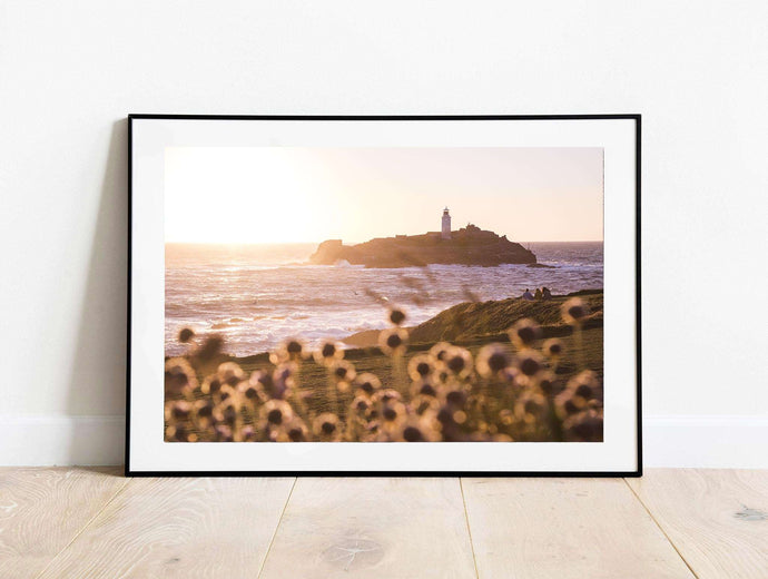 Cornwall prints | Godrevy Lighthouse wall art, Cornish Wildflower Seascape - Home Decor - Sebastien Coell Photography