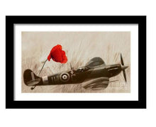 Load image into Gallery viewer, RAF Spitfire Prints | Aviation art of an WW2 British Plane, Poppy Field artwork Home Decor - Sebastien Coell Photography