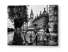 Load image into Gallery viewer, Fine art London Prints | a Lone Traveler at Westminster, Bigben Bike Photography - Sebastien Coell Photography