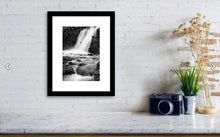 Load image into Gallery viewer, Dartmoor Prints of Venford Twin Waterfall | Fine art Black and White Print - Home Decor - Sebastien Coell Photography