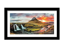 Load image into Gallery viewer, Panoramic Kirkjufell Print | Scandinavian art of Kirkjufellsfoss, Mountain Photography - Sebastien Coell Photography