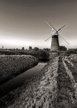 Load image into Gallery viewer, Windmill Black and White Prints of Thurne Windpump, Norfolk Landscape Photography, Norfolk Broads Prints and Home Decor Gifts - SCoellPhotography