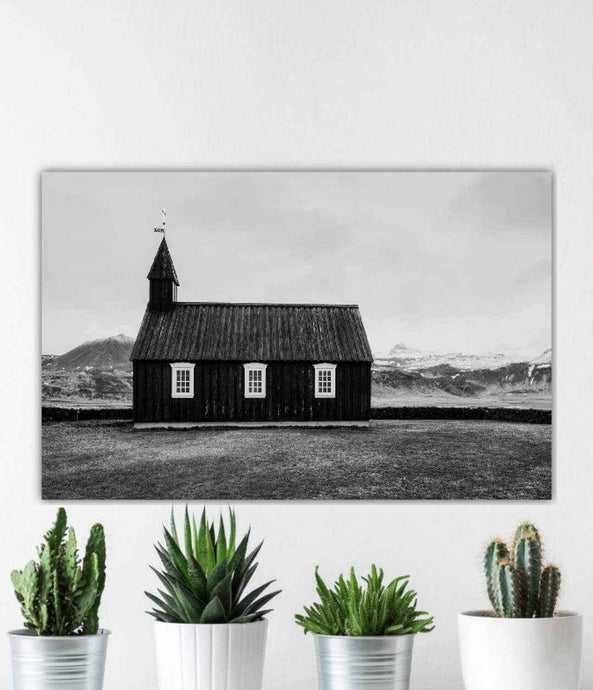 Scandinavian art | Budir Black Church, Icelandic Fine Art Mountain Photography - Sebastien Coell Photography