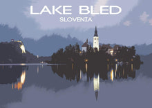 Load image into Gallery viewer, Lake Bled Travel Poster, Slovenian Lake Prints for Sale - Home Decor Gifts - Sebastien Coell Photography