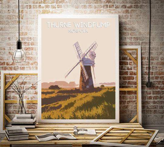 Windmill Poster of Thurne Windpump,  Norfolk Windmill Pictures for Sale and Norfolk Broads prints Home Decor Gifts - SCoellPhotography