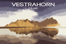 Load image into Gallery viewer, Iceland Poster Print of The Vestrahorn, Mountain Illustration art for Sale, Stokksnes Landscape Photography Home Decor Gifts - SCoellPhotography