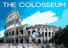 Load image into Gallery viewer, Travel Poster of the Roman Colosseum, Italian Prints for Sale, Rome Italy wall art, Roman Empire Home Decor Gifts - SCoellPhotography