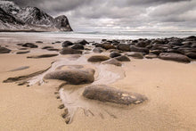 Load image into Gallery viewer, Scandinavian art of Unstad Bay, Lofoten Islands art for Sale, Seascape Photography Home Decor Gifts - Sebastien Coell Photography
