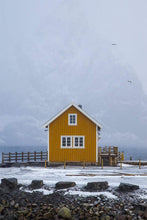 Load image into Gallery viewer, Lofoten Island Prints | The little yellow hut wall art, Sakrisoy Mountain Photography - Sebastien Coell Photography