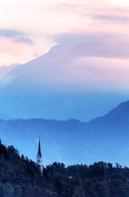 Load image into Gallery viewer, Mountain Photography of Lake Bleds Church of St Martina | Alpine wall art - Home Decor Gifts - Sebastien Coell Photography