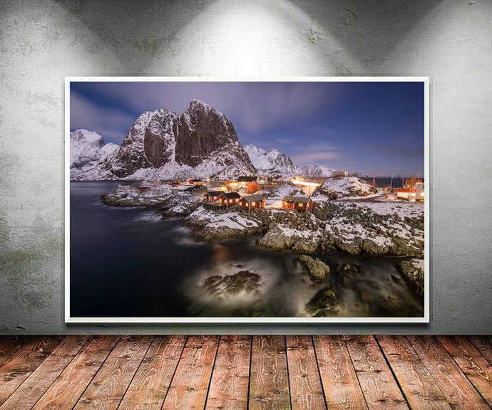 Night time Print of Hamnoy | Lofoten Island Mountain Photography for Sale - Home Decor - Sebastien Coell Photography