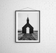 Load image into Gallery viewer, Scandinavian Prints of Budir Black Church | Icelandic Church Photography - Home Decor - Sebastien Coell Photography