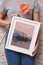 Load image into Gallery viewer, Poster Print Illustration of Lake Bled Slovenia Wall Art, Mountain Photography photo xmas gift alpine alps Christmas gifts wedding gift eu - SCoellPhotography