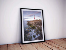 Load image into Gallery viewer, Dorset Seascape Photography of Portland Bill Lighthouse, Jurassic Coast Gifts for Sale, Lighthouse Framed art Home Decor Gifts - SCoellPhotography