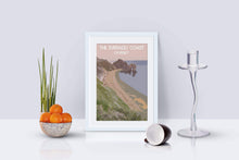 Load image into Gallery viewer, Travel Poster Print Illustration of Durdles Door Dorset Coast Wall Art, Seascape photography gift Christmas gifts sea england home decor - SCoellPhotography