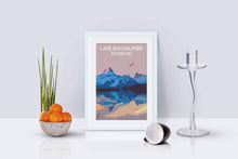 Load image into Gallery viewer, Travel Poster Print Illustration of Lake Bachalpsee Photo Grindelwald Switzerland wall art alps mountain photography xmas christmas gifts - SCoellPhotography