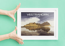 Load image into Gallery viewer, Iceland Poster Print of The Vestrahorn, Mountain Illustration art for Sale, Stokksnes Landscape Photography Home Decor Gifts - SCoellPhotography