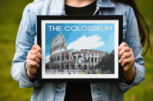 Load image into Gallery viewer, Travel Poster of the Roman Colosseum, Italian Prints for Sale, Rome Italy wall art, Roman Empire Home Decor Gifts - SCoellPhotography