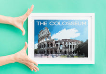 Load image into Gallery viewer, Travel Poster of the Roman Colosseum, Italian Prints for Sale, Rome Italy wall art, Roman Empire Home Decor Gifts - SCoellPhotography