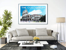 Load image into Gallery viewer, Travel Poster of the Roman Colosseum, Italian Prints for Sale, Rome Italy wall art, Roman Empire Home Decor Gifts - SCoellPhotography