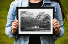 Load image into Gallery viewer, Scottish Fine Art Prints of Lagangarbh Cottage, Buachaille Etive Mor wall art and Highlands Mountain art for Sale, Glencoe Home Decor Gifts - SCoellPhotography