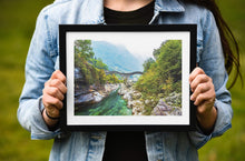 Load image into Gallery viewer, Swiss art Print of Ponte dei Salti, Roman Bridge wall art, Mountain Photography Home Decor Gifts - SCoellPhotography