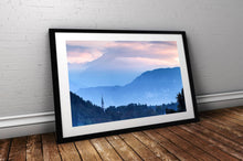 Load image into Gallery viewer, Lake Bled Mountain Photography | Church of St Martina, Alpine wall art - Home Decor Gifts - Sebastien Coell Photography