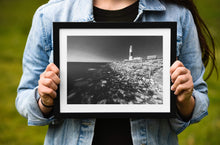 Load image into Gallery viewer, Black and White Print | Dorset art of Portland Bill, Lighthouse Prints - Home Decor Gifts - Sebastien Coell Photography