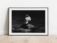 Duck on the River Dart Devon Black & White Wildlife Photography Print