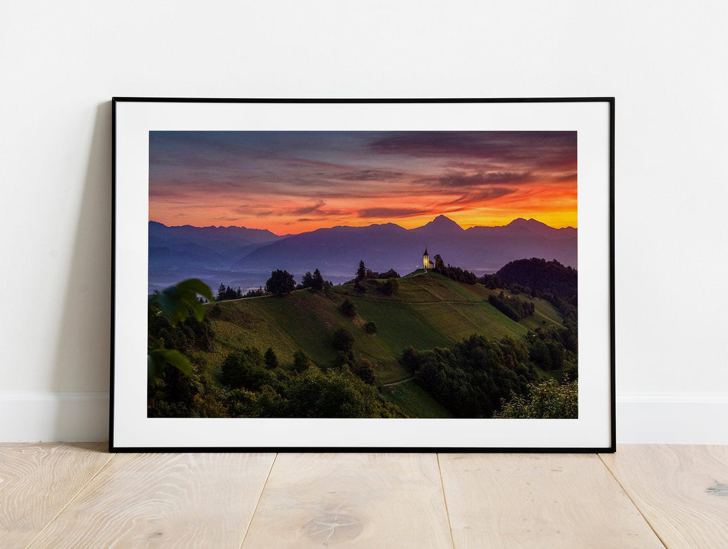 Landscape Photography of St Primoz | Jamnik Church Prints, Alpine Church Home Decor