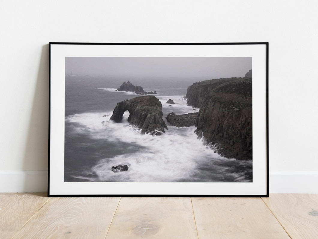 Enys Donan Sea Arch | Lands End Longships Lighthouse, Cornwall Seascape Prints for Sale - Home Decor