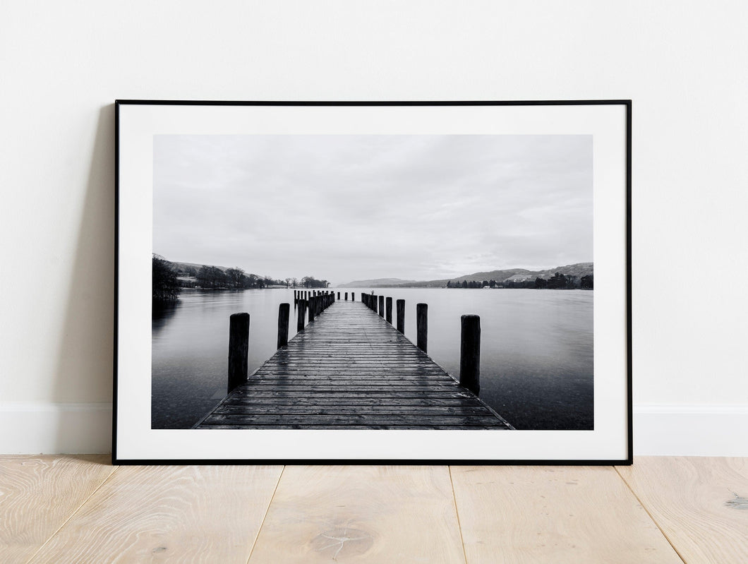 A Black and White Print | Coniston Water Jetty,  Lake district wall art, Cumbria Home Decor