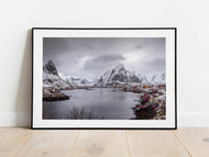 Reine, Lofoten Islands, Norway | Fishing Village Moody Sky Photography Print