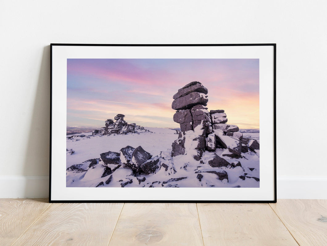 Dartmoor Snow Prints | Great Staple Tor Winter Photography Devon Mountain Photos - Home Decor Gifts